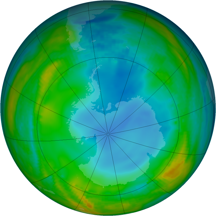 Antarctic ozone map for 08 July 1986